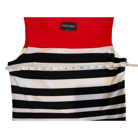 Frank Lyman Womens Sheath Dress Striped Colorblock Bodycon Side Zip Red Black 4 - Picture 4 of 7